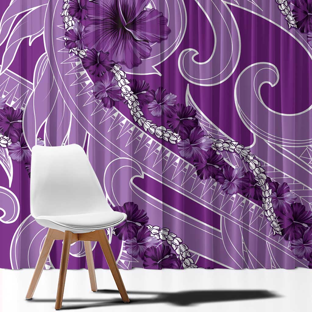 Hawaii Violet Hibiscus Pikake Lei Window Curtain LT05 - Polynesian Pride