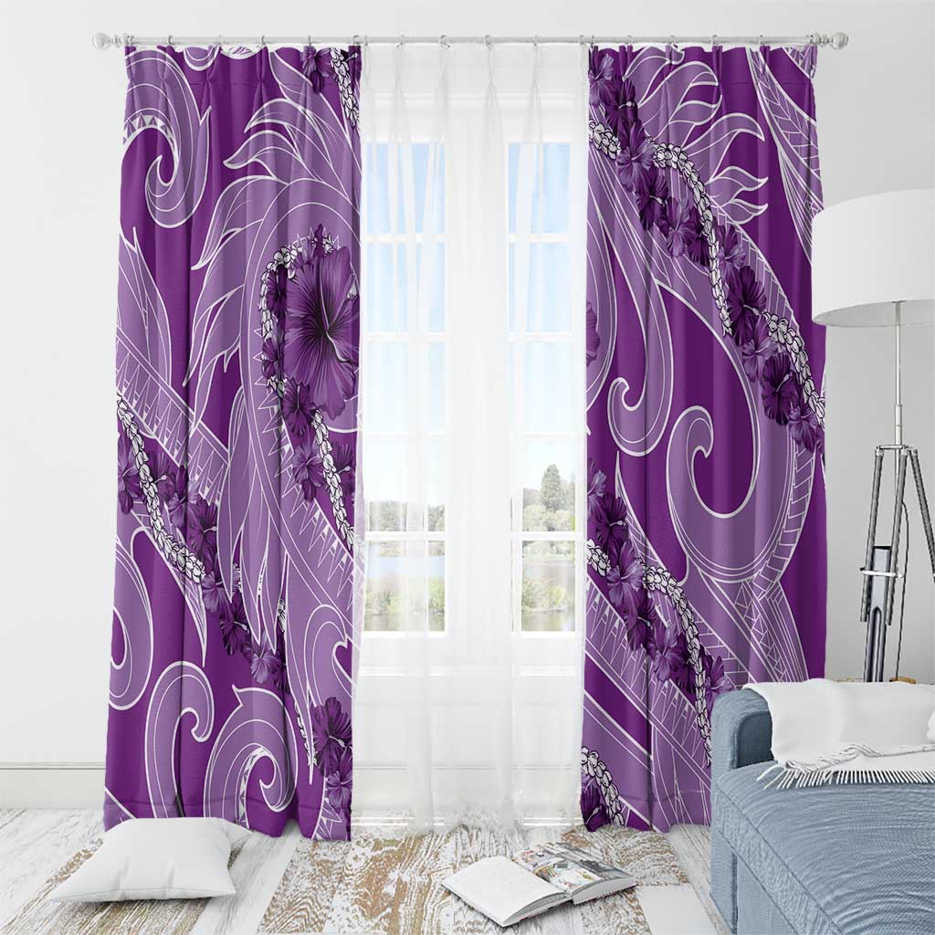 Hawaii Violet Hibiscus Pikake Lei Window Curtain LT05 - Polynesian Pride