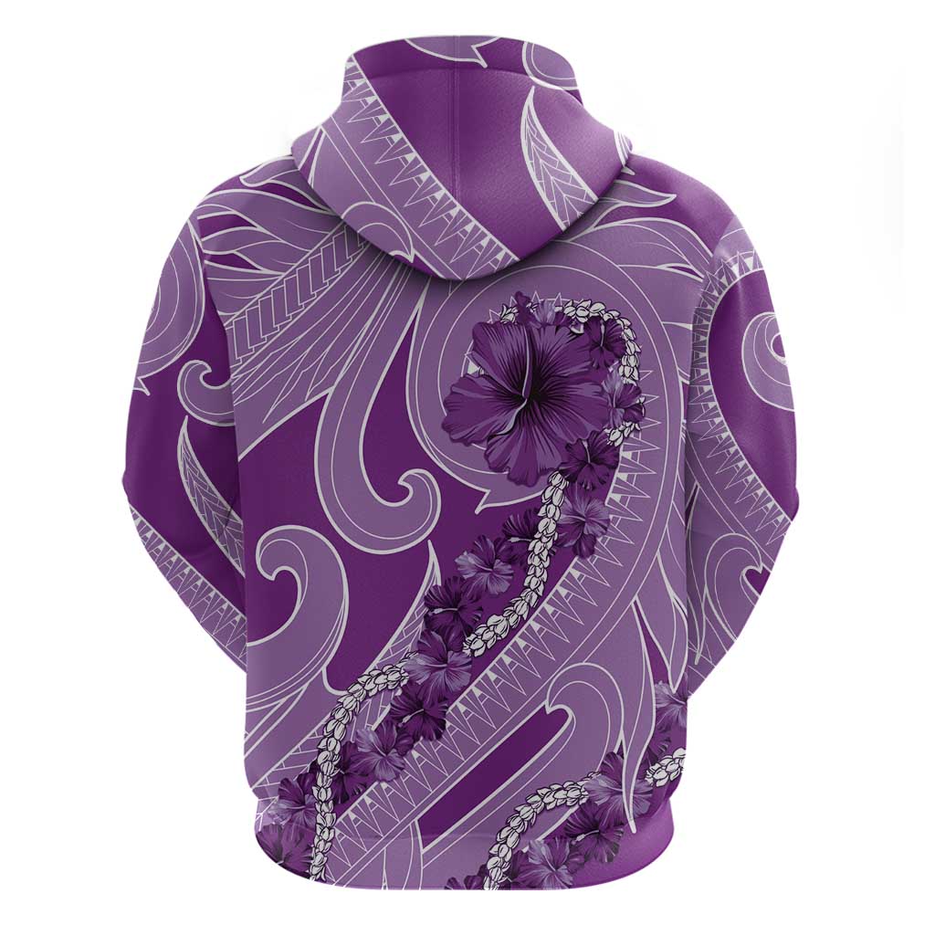 Hawaii Violet Hibiscus Pikake Lei Zip Hoodie LT05 - Polynesian Pride