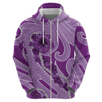 Hawaii Violet Hibiscus Pikake Lei Zip Hoodie LT05 - Polynesian Pride