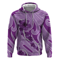 Hawaii Violet Hibiscus Pikake Lei Zip Hoodie LT05 Pullover Hoodie Violet - Polynesian Pride