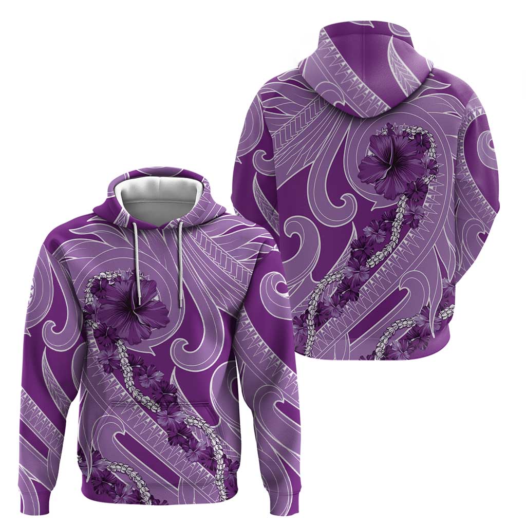 Hawaii Violet Hibiscus Pikake Lei Zip Hoodie LT05 - Polynesian Pride
