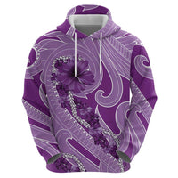 Hawaii Violet Hibiscus Pikake Lei Zip Hoodie LT05 - Polynesian Pride