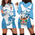 Fiji Rugby Hoodie Dress World Cup 2023 Fijian Tapa Pattern Blue Version LT05 - Polynesian Pride