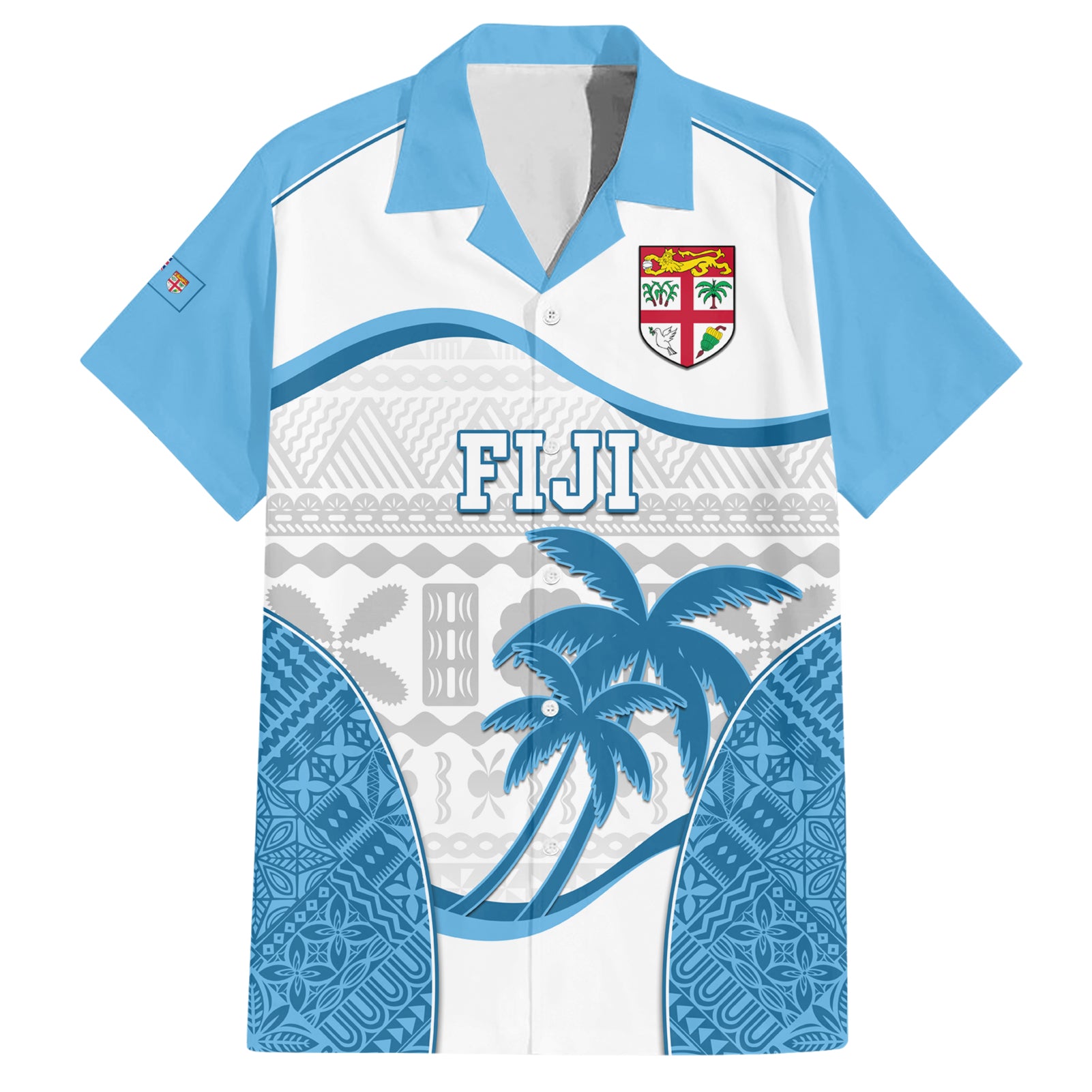 Custom Fiji Rugby Hawaiian Shirt World Cup 2023 Fijian Tapa Pattern Blue Version LT05 Blue - Polynesian Pride