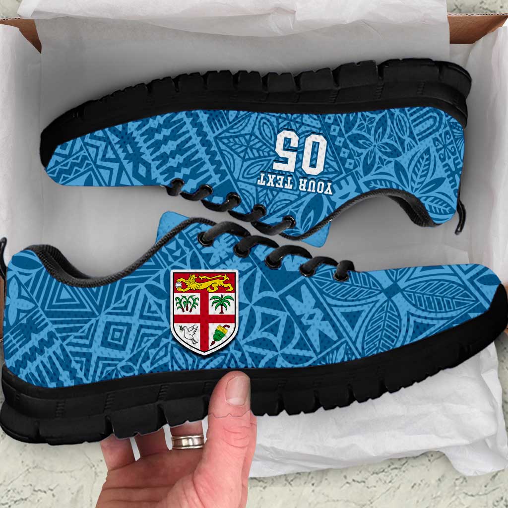 Custom Fiji Rugby Sneakers Fijian Tapa Pattern Blue Version LT05 Blue - Polynesian Pride