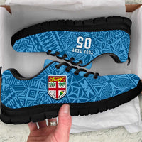Custom Fiji Rugby Sneakers Fijian Tapa Pattern Blue Version LT05 Blue - Polynesian Pride