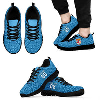 Custom Fiji Rugby Sneakers Fijian Tapa Pattern Blue Version LT05 - Polynesian Pride
