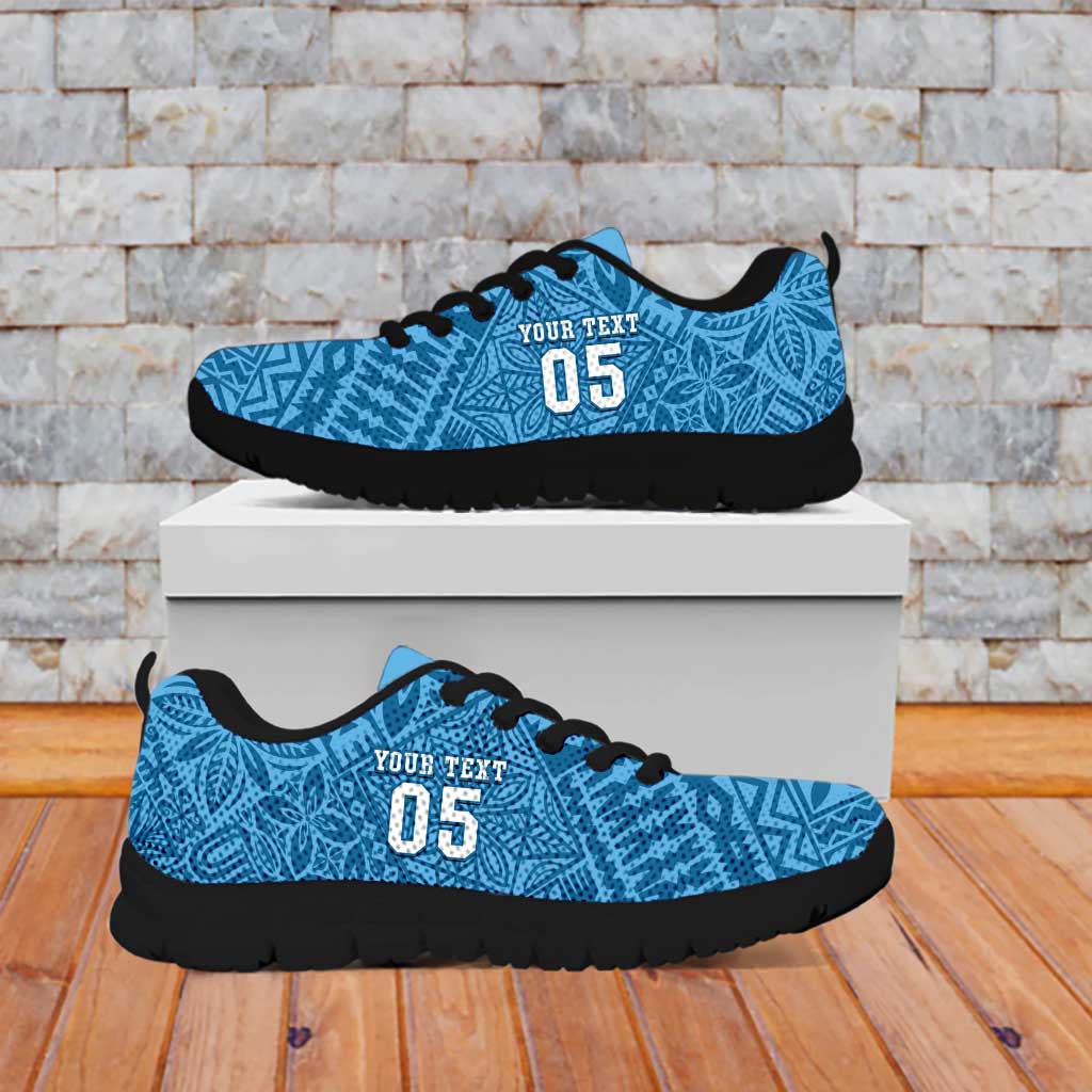 Custom Fiji Rugby Sneakers Fijian Tapa Pattern Blue Version LT05 - Polynesian Pride