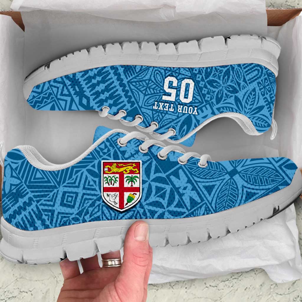 Custom Fiji Rugby Sneakers Fijian Tapa Pattern Blue Version LT05 Blue - Polynesian Pride