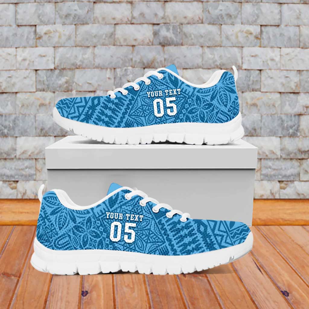Custom Fiji Rugby Sneakers Fijian Tapa Pattern Blue Version LT05 - Polynesian Pride