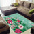 Hawaii Tropical Flowers Area Rug Polynesian Tattoo Mint Green