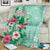 Hawaii Tropical Flowers Blanket Polynesian Tattoo Mint Green