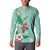 Hawaii Tropical Flowers Button Sweatshirt Polynesian Tattoo Mint Green