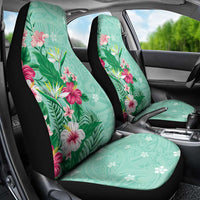 Hawaii Tropical Flowers Car Seat Cover Polynesian Tattoo Mint Green LT05 - Polynesian Pride
