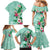 Hawaii Tropical Flowers Family Matching Mermaid Dress and Hawaiian Shirt Polynesian Tattoo Mint Green