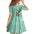 Hawaii Tropical Flowers Family Matching Off The Shoulder Long Sleeve Dress and Hawaiian Shirt Polynesian Tattoo Mint Green