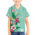 Hawaii Tropical Flowers Family Matching Off The Shoulder Long Sleeve Dress and Hawaiian Shirt Polynesian Tattoo Mint Green