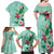 Hawaii Tropical Flowers Family Matching Off Shoulder Maxi Dress and Hawaiian Shirt Polynesian Tattoo Mint Green