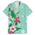 Hawaii Tropical Flowers Family Matching Off Shoulder Maxi Dress and Hawaiian Shirt Polynesian Tattoo Mint Green