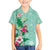 Hawaii Tropical Flowers Family Matching Short Sleeve Bodycon Dress and Hawaiian Shirt Polynesian Tattoo Mint Green