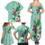 Hawaii Tropical Flowers Family Matching Summer Maxi Dress and Hawaiian Shirt Polynesian Tattoo Mint Green