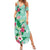 Hawaii Tropical Flowers Family Matching Summer Maxi Dress and Hawaiian Shirt Polynesian Tattoo Mint Green