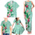 Hawaii Tropical Flowers Family Matching Tank Maxi Dress and Hawaiian Shirt Polynesian Tattoo Mint Green