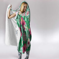 Hawaii Tropical Flowers Hooded Blanket Polynesian Tattoo Mint Green LT05 - Polynesian Pride
