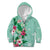 Hawaii Tropical Flowers Kid Hoodie Polynesian Tattoo Mint Green