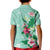 Hawaii Tropical Flowers Kid Polo Shirt Polynesian Tattoo Mint Green