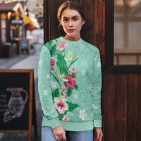Hawaii Tropical Flowers Ugly Christmas Sweater Polynesian Tattoo Mint Green LT05 - Polynesian Pride
