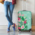 Hawaii Tropical Flowers Luggage Cover Polynesian Tattoo Mint Green