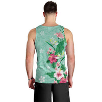 Hawaii Tropical Flowers Men Tank Top Polynesian Tattoo Mint Green LT05 - Polynesian Pride