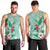 Hawaii Tropical Flowers Men Tank Top Polynesian Tattoo Mint Green