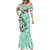 Hawaii Tropical Flowers Mermaid Dress Polynesian Tattoo Mint Green