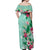 Hawaii Tropical Flowers Off Shoulder Maxi Dress Polynesian Tattoo Mint Green