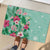 Hawaii Tropical Flowers Rubber Doormat Polynesian Tattoo Mint Green