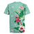 Hawaii Tropical Flowers Rugby Jersey Polynesian Tattoo Mint Green