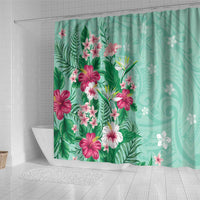 Hawaii Tropical Flowers Shower Curtain Polynesian Tattoo Mint Green LT05 - Polynesian Pride