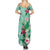 Hawaii Tropical Flowers Summer Maxi Dress Polynesian Tattoo Mint Green