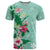 Hawaii Tropical Flowers T Shirt Polynesian Tattoo Mint Green