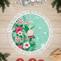 Hawaii Tropical Flowers Tree Skirt Polynesian Tattoo Mint Green LT05 Fringed Green - Polynesian Pride