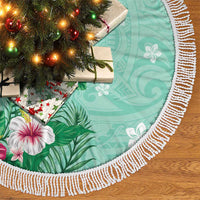 Hawaii Tropical Flowers Tree Skirt Polynesian Tattoo Mint Green LT05 - Polynesian Pride