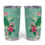 Hawaii Tropical Flowers Tumbler Cup Polynesian Tattoo Mint Green