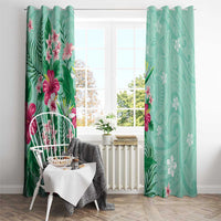 Hawaii Tropical Flowers Window Curtain Polynesian Tattoo Mint Green LT05 - Polynesian Pride
