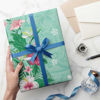 Hawaii Tropical Flowers Wrapping Paper Polynesian Tattoo Mint Green LT05 - Polynesian Pride