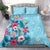 Hawaii Tropical Flowers Bedding Set Polynesian Tattoo Sky Blue