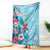 Hawaii Tropical Flowers Blanket Polynesian Tattoo Sky Blue