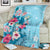 Hawaii Tropical Flowers Blanket Polynesian Tattoo Sky Blue